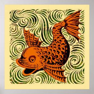 Fish Antiguo Tile Antiguo arte