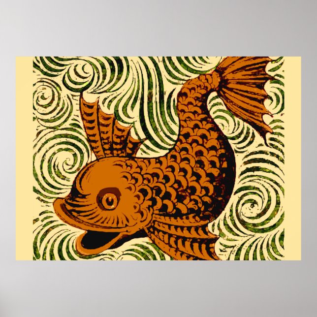 Fish Antiguo Tile Antiguo arte (Frente)