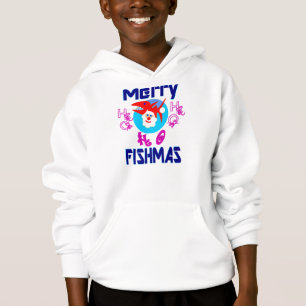 ♫ ♥ Fish FishMas-Kids, divertida Santa Fish Hoodie