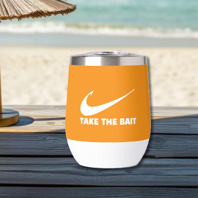 Fish Hook-Fisherman Core-Take the Bait-Naranja (Fish Hook-Take the Bait- Fisherman Core-Gift For Him-small Tumbler-Orange)