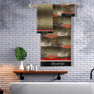 Fisherman Brook Trout Diseño de peces Black White 