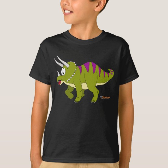 Fishfry diseña la camiseta oscura del Triceratops (Anverso)