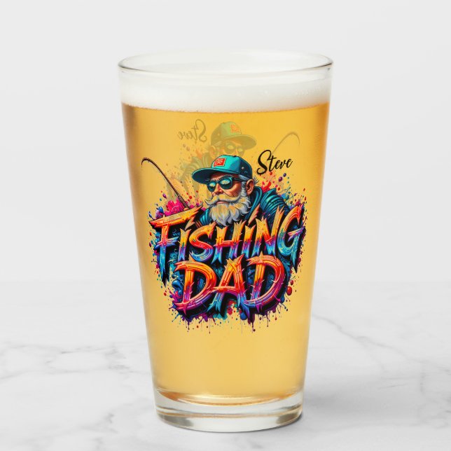 Fishing Dad Fish Graffiti Glass (Anverso (lleno))