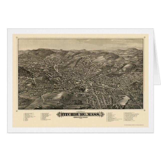 Fitchburg, mapa panorámico de las MAMÁES - 1882 (Anverso (Horizontal))