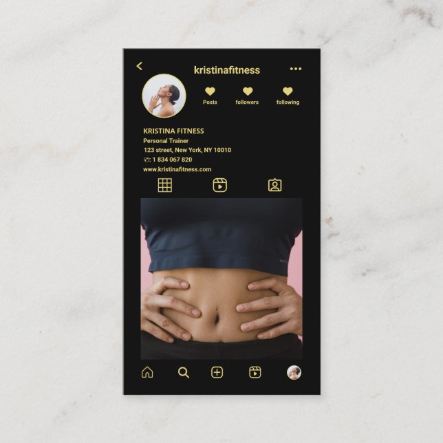 Fitness Instagram Photo Grid Código QR Tarjeta de  (Anverso)