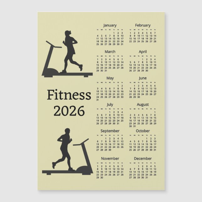 Fitness Treadmill 2026 Calendar Magnetic Card (Anverso)
