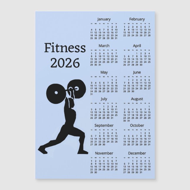 Fitness Weight Lifting 2026 Calendar Magnetic Card (Anverso)