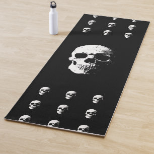 Fitness Yoga Mats B & W Skull Pop Art Template