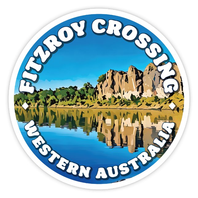Fitzroy Crossing, Pegatina de Ronda de Australia O (Fitzroy Crossing Western Australia round sticker)