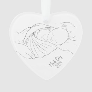 FIV Milagro Bebé Simple Ornamento Blanco