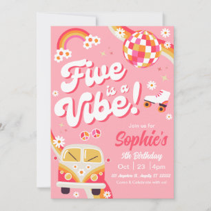 Five es una invitación de cumpleaños retro con est