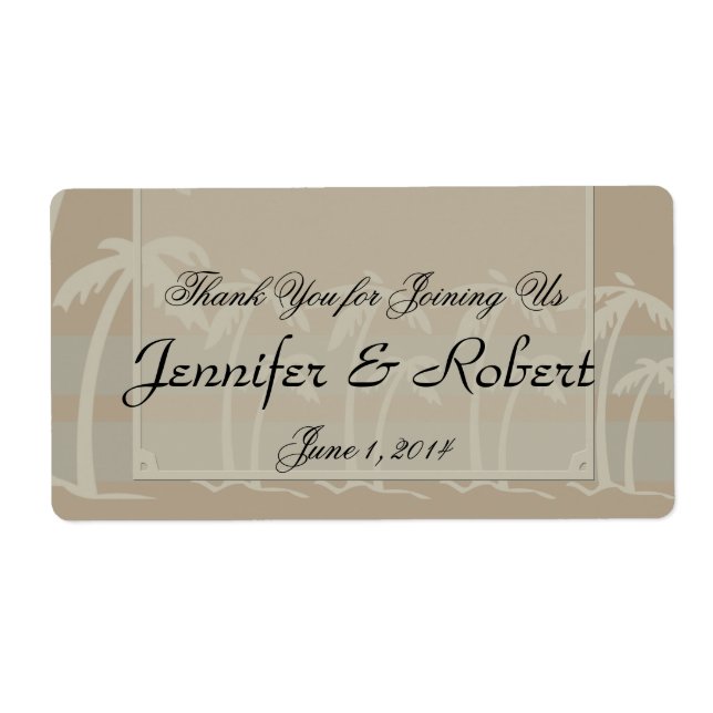 Fiyi: Etiqueta de botella de agua de palmeras trop (Frente)