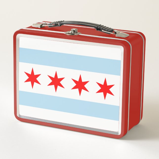 Flag of Chicago, Illinois Metal Lunch Box (Anverso)