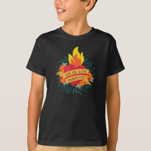 Flamante Heart Dia de los Muertos Camiseta