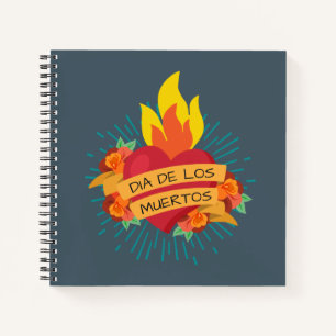 Flamante Heart Dia de los Muertos Cuaderno