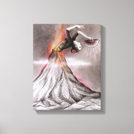 Flamenco bailarina volcán arte de lápiz surrealist