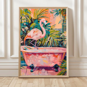 Flamenco en Bañera Impresión, Arte de Pared de Bañ