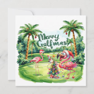 Flamenco Golfista de Navidad en el campo de golf