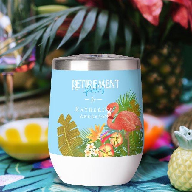 Flamenco Jubilado Azul (Flamingo Retirement Blue Thermal Wine Tumble)
