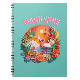 Flamenco Lindo Cuaderno Escolar Tropical 3D para N