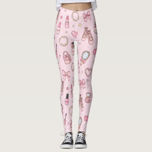 Flamenco Rosa Lindo con Lazos Leggings Amarillas -
