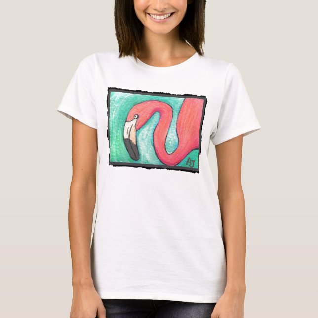 Flamenco rosado - camiseta artsy (Anverso)