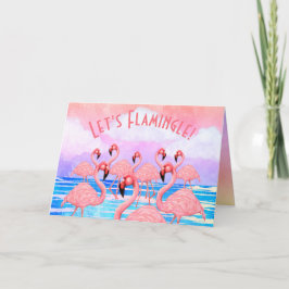 Flamencos en la tarjeta de desfile