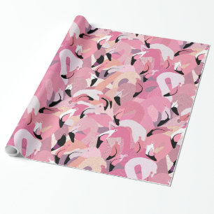 Flamencos en papel de regalo rosado