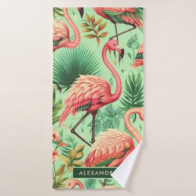 Flamencos rosados de color blanco (Toalla de baño)