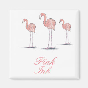 Flamencos rosados Imán cuadrado temático tropical