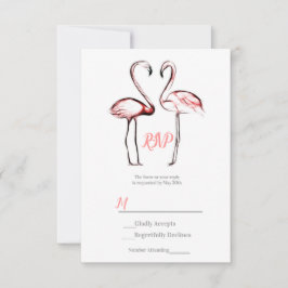 Flamencos rosados melocotón RSVP de boda elegante