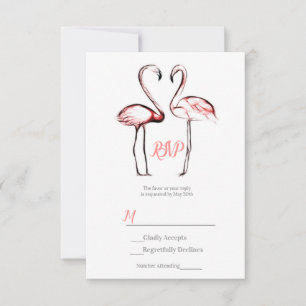 Flamencos rosados melocotón RSVP de boda elegante