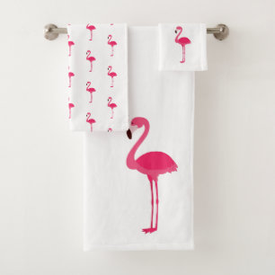 Flamencos rosados tropicales en blanco