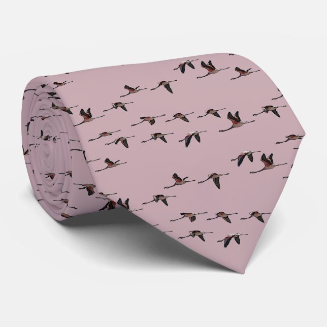 Flamencos Voladores Corbata Doble Impresión (Rosa) (Enrollado)