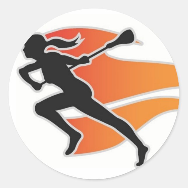 Flames Lacrosse Circle Pegatina (Anverso)