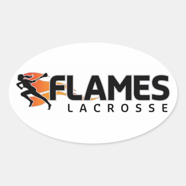 Flames Lacrosse Oval Pegatina (Anverso)