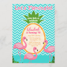Flamingle invitación a cumpleaños tropical