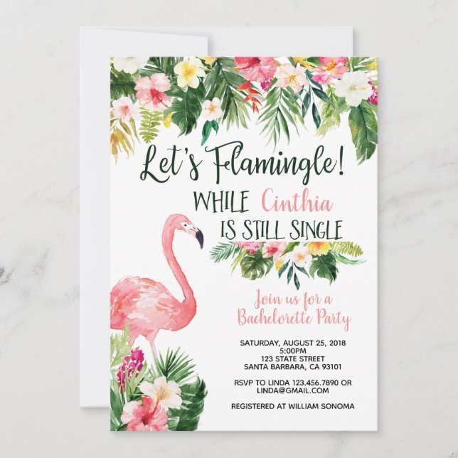 Flamingle- Invitación a la Bachelorette Party (Anverso)