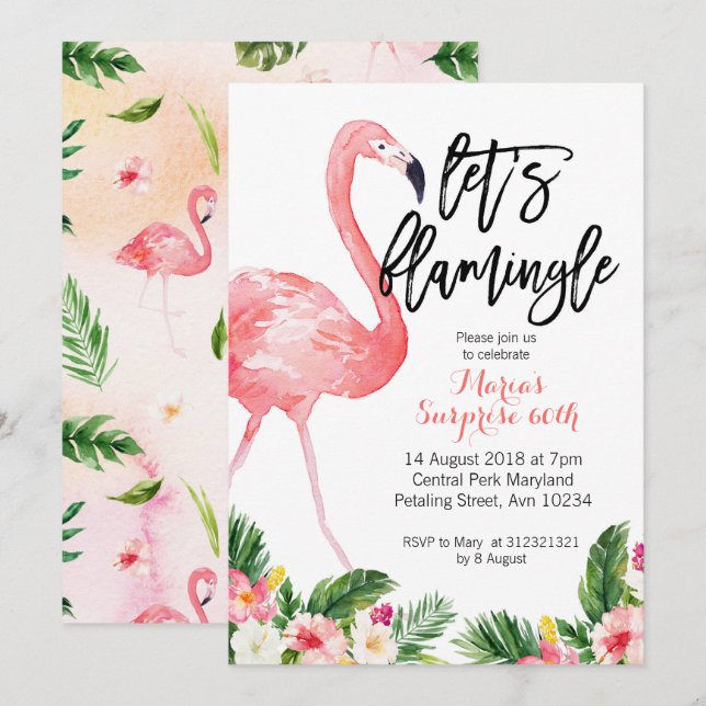 Flamingle Invitación de cumpleaños número 30 (Anverso / Reverso)