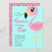 Flamingo 1er cumpleaños Cute invitaciones