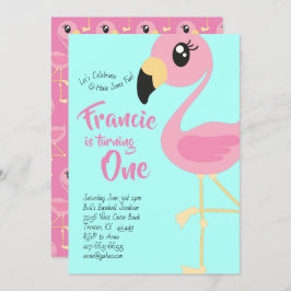 Flamingo 1er cumpleaños Cute invitaciones