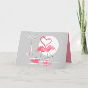 Flamingo Amor dentro del paisaje de tarjetas de sa