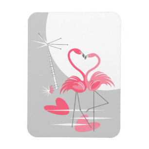 Flamingo Amor Gran Luna imán flexible