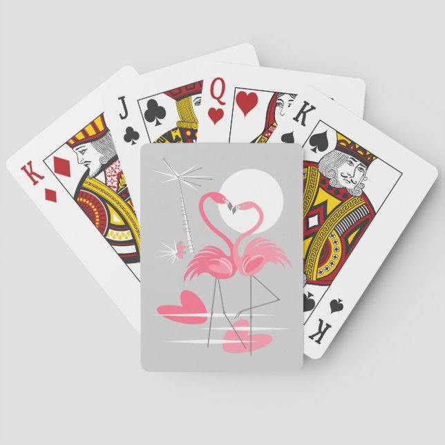 Flamingo Amor jugar cartas rosadas (Reverso)