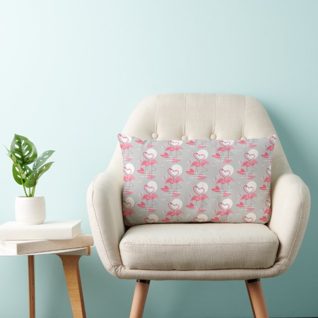 Flamingo Amor Llumbar almohada de tiro con azulejo (Silla)