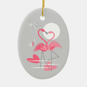 Flamingo Amor ornamento de texto
