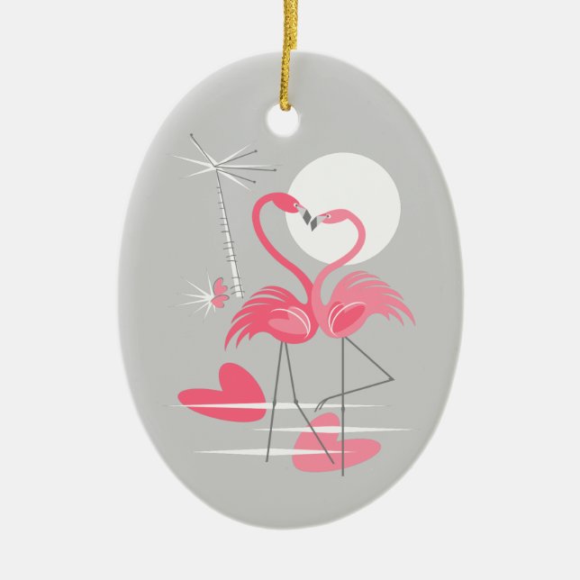 Flamingo Amor ornamento de texto (Frente)