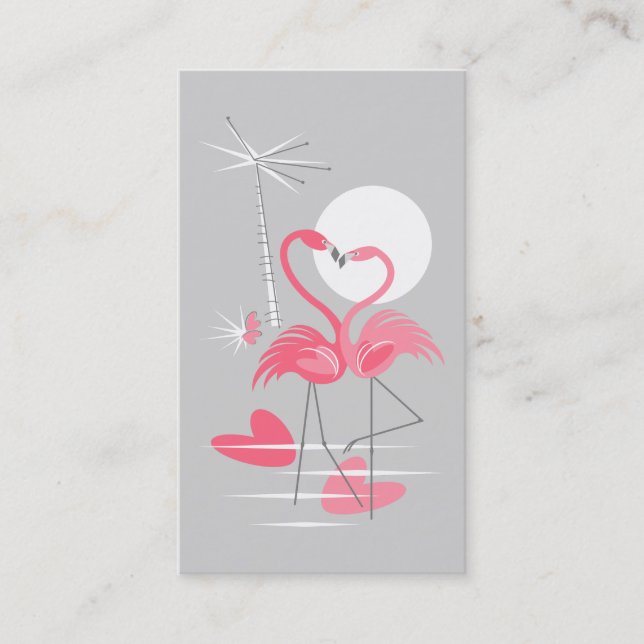 Flamingo Amor tarjeta de visita vertical (Anverso)