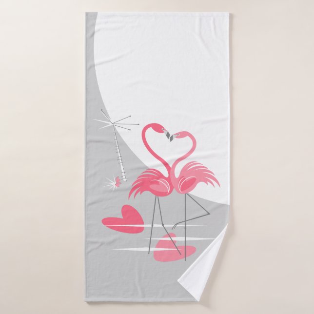 Flamingo Amor Toalla de baño grande Luna vertical (Toalla de baño)