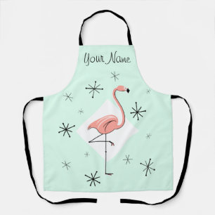 Flamingo Aqua Diamond Stars Nombre delantal